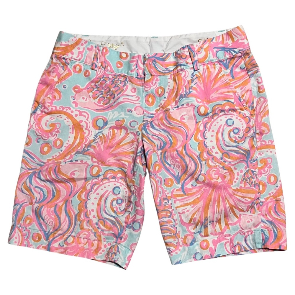 LILY PULITZER Chipper Short 100% Cotton 9.5" Inseam Pretty Pink Pattern 8 VEUC
